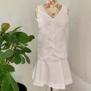 VTG 1940's/1960s Sleeveless Drop Waist White Dress